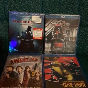 4 Sealed Blu-Ray movies. Sweeney Todd,Vampire Hunter,Zombie land, Dust to Dawn
